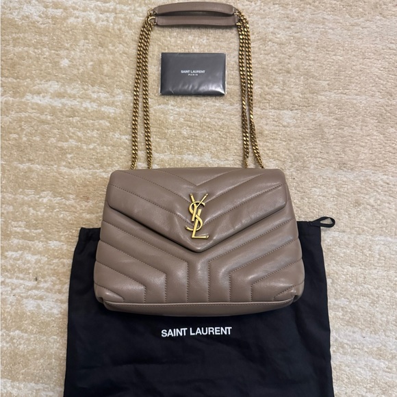 Saint Laurent LouLou Small Grey Brown Quilted Shoulder Bag - Picture 1 of 14